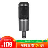 铁三角(Audio-technica) AT2035 电容式录音麦克风 录音话筒直播主播（黑色）